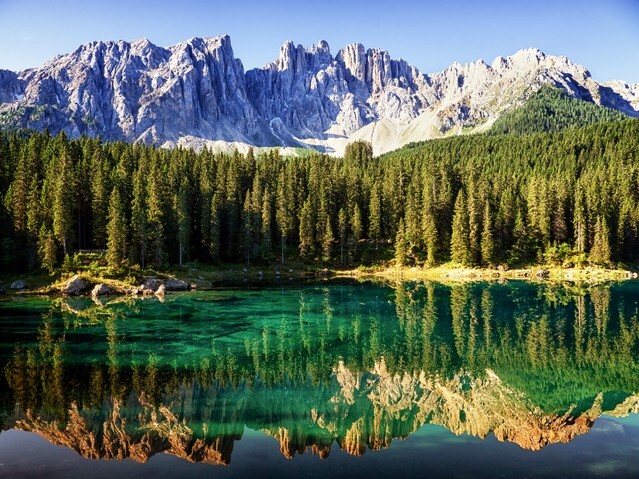 Karerlake at the dolomites in italy